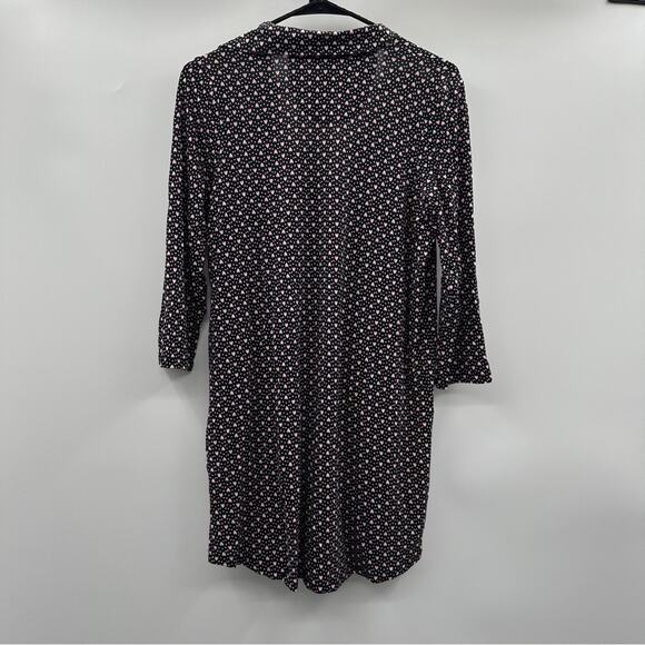 Betsey Johnson Black & Pink Heart Print 3/4 Sleeve Button Down Sleep Dress Sz M - Picture 4 of 8